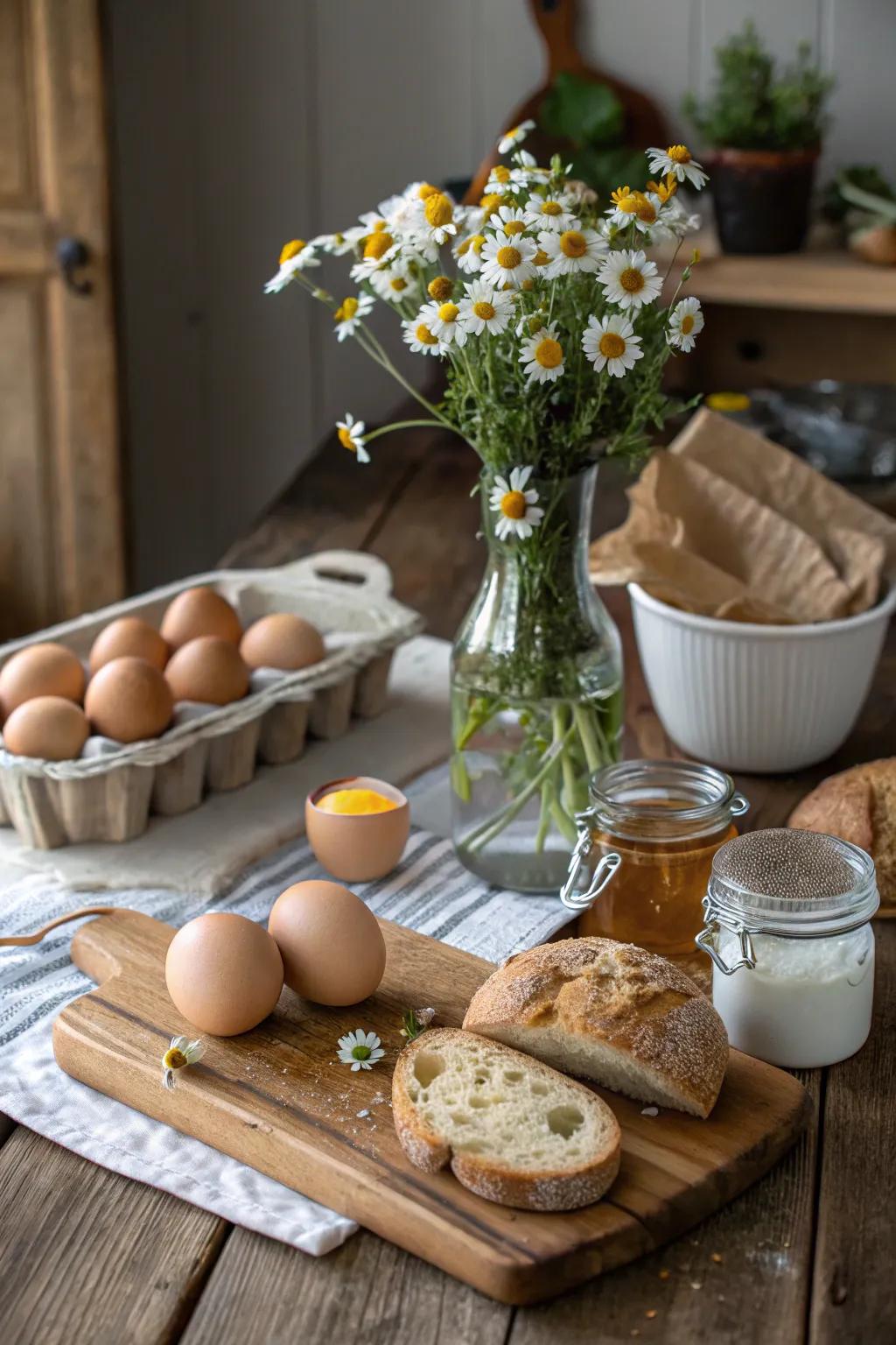 Rustic allure with a farmhouse breakfast spread.