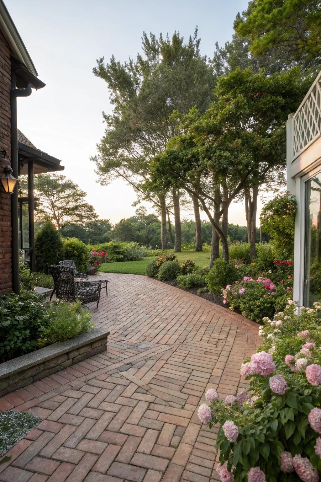 The timeless zigzag layout brings sophistication to any exterior expanse.