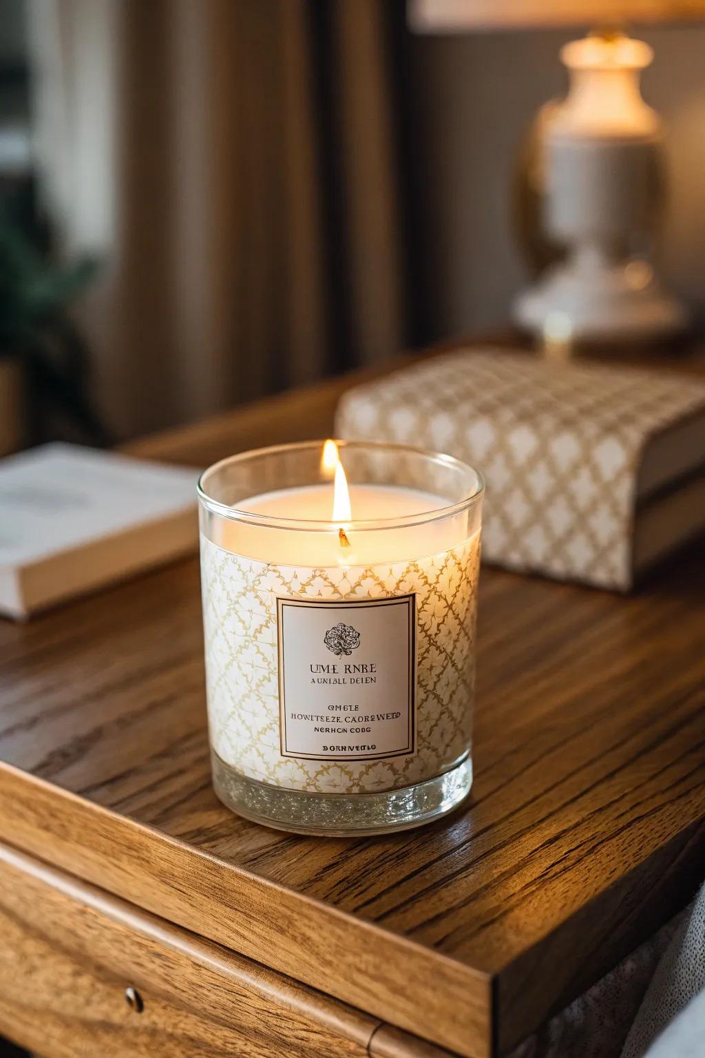 A personalized fragrant candle serves as a thoughtful and snug prize.