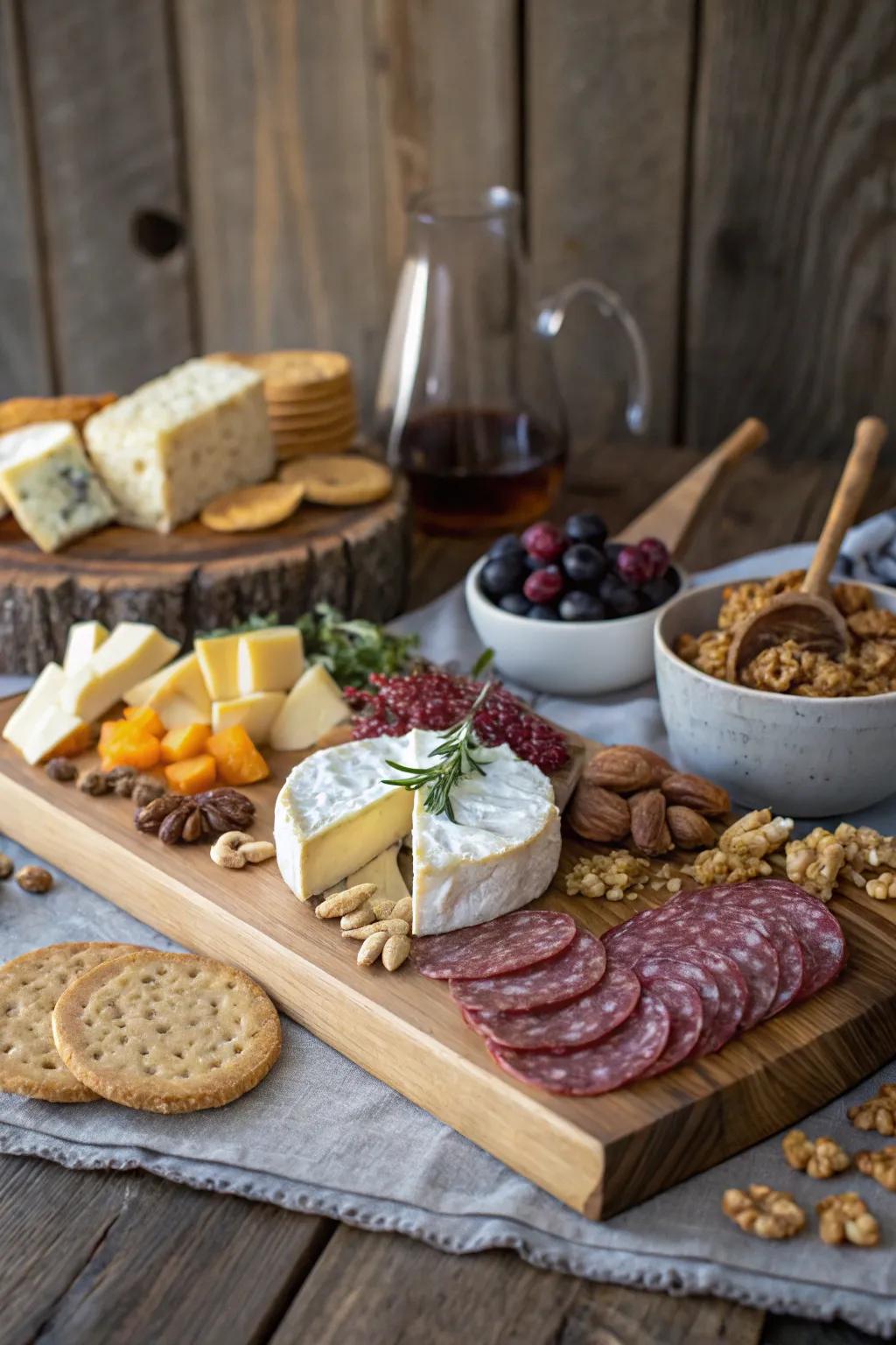A quintessential cheese and cold cut display ideal for any brunch.