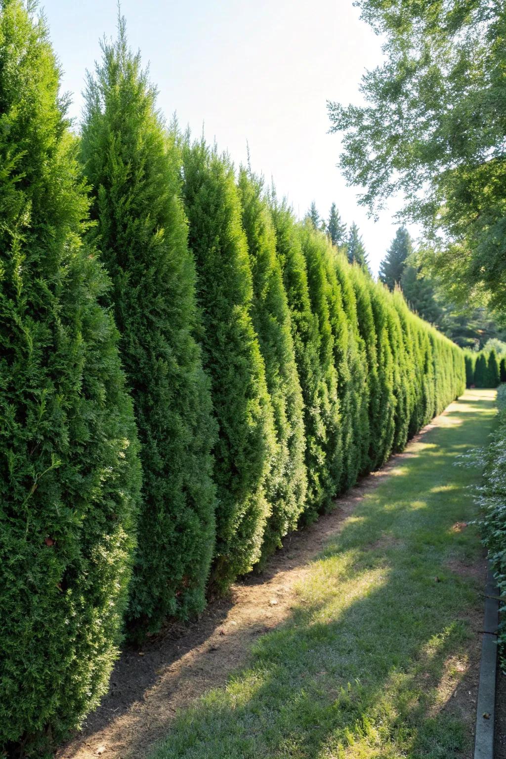 Evergreens guarantee constant beauty and seclusion.