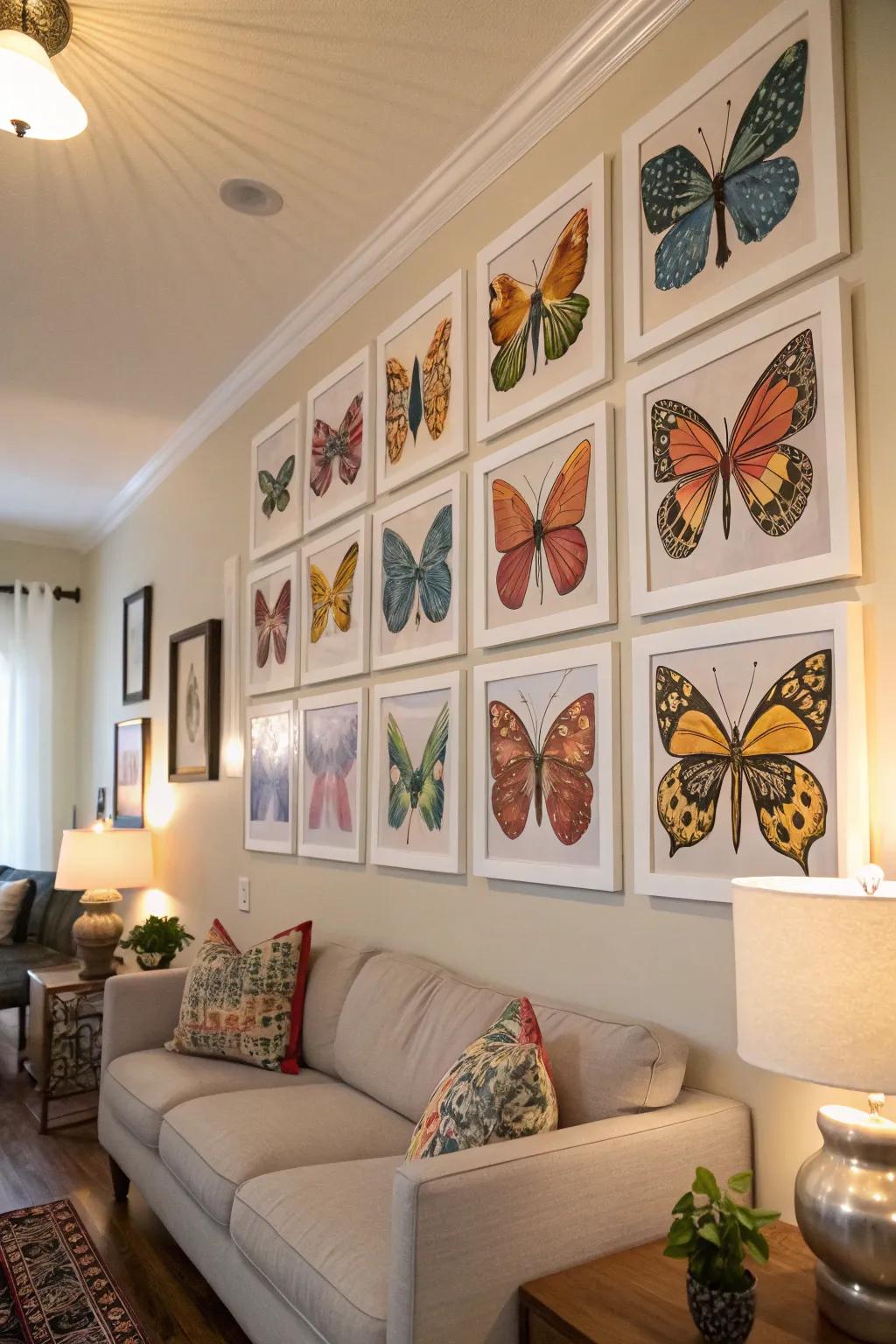 Make a statement through butterfly-themed wall art.