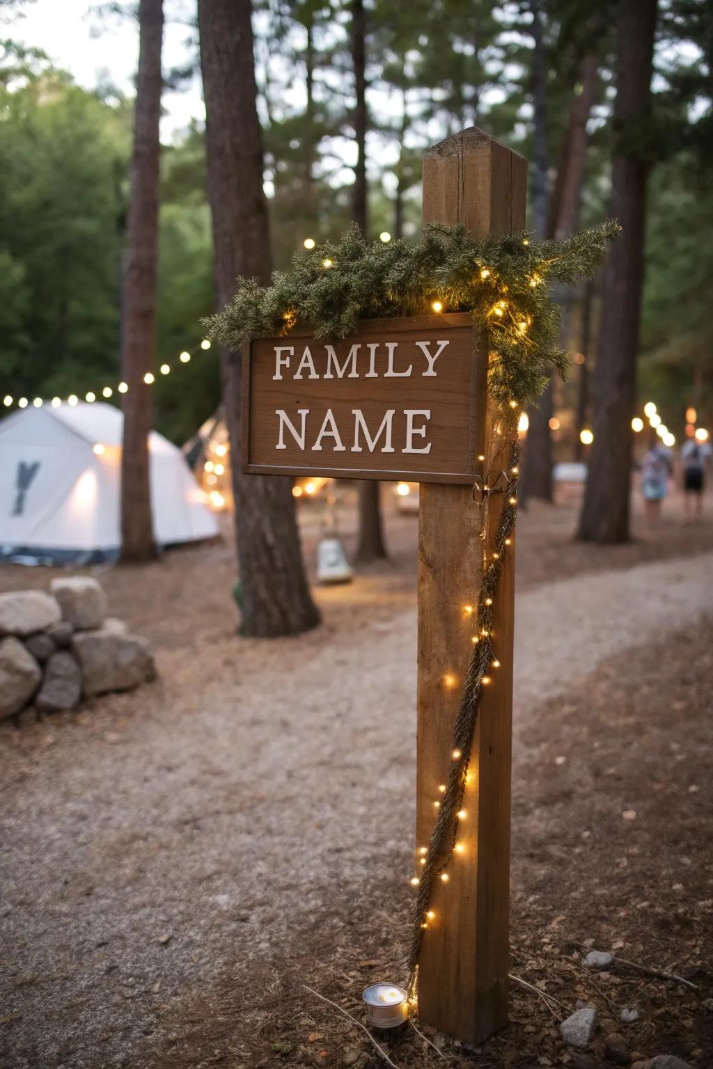 Extend a friendly welcome to your guests with a personal accent at your campsite.