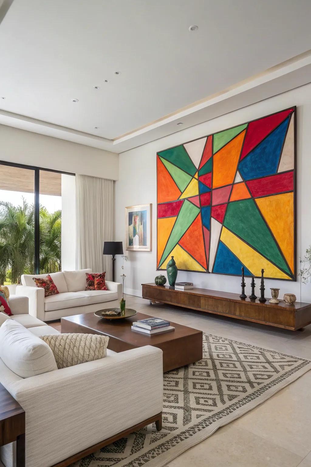 Vibrant abstract art enlivens any setting.