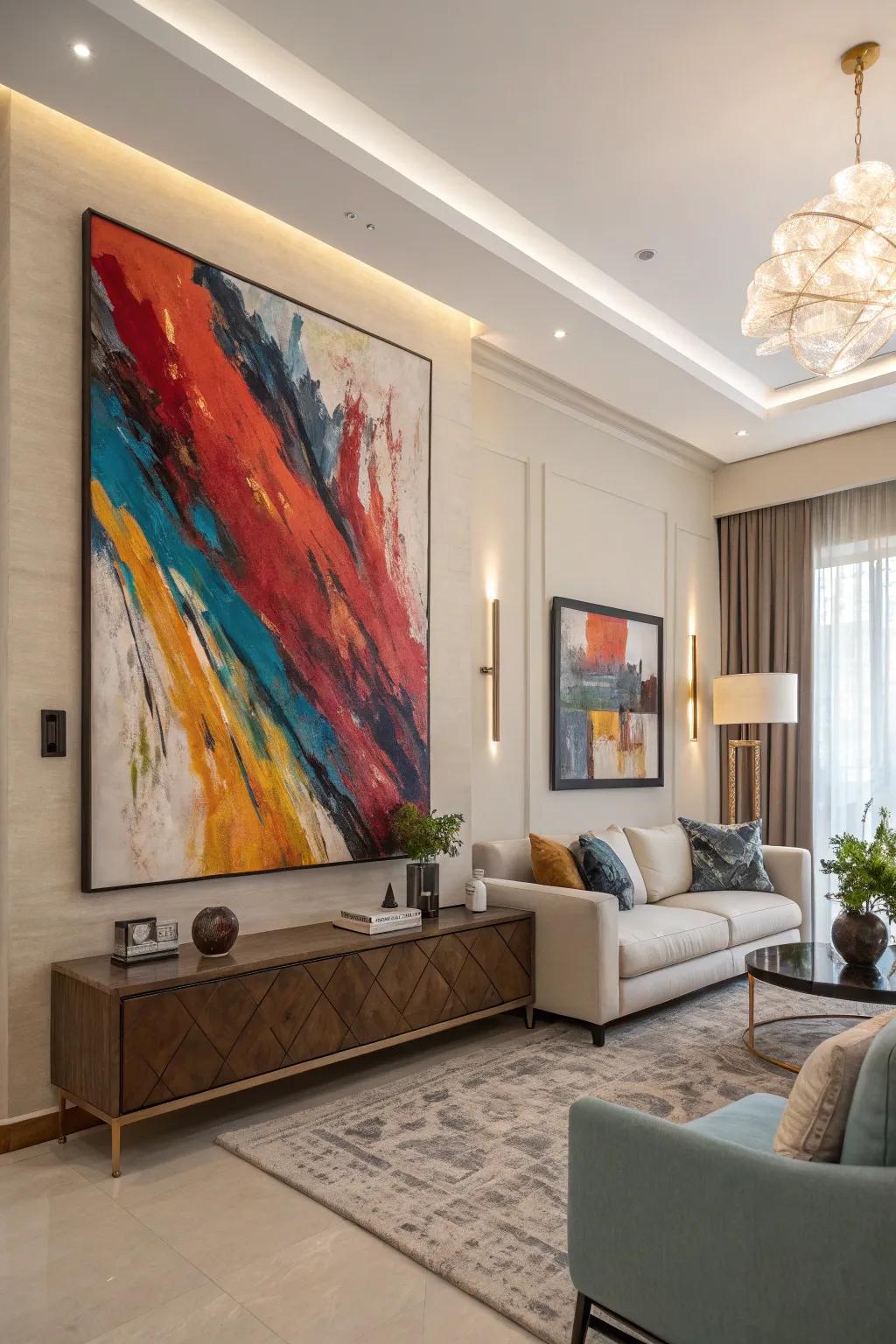 Striking abstract art breathes energy and personality into any room.