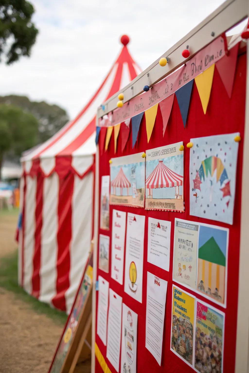 A captivating bulletin board showcasing classic big top canopies that spark a sense of amazement.
