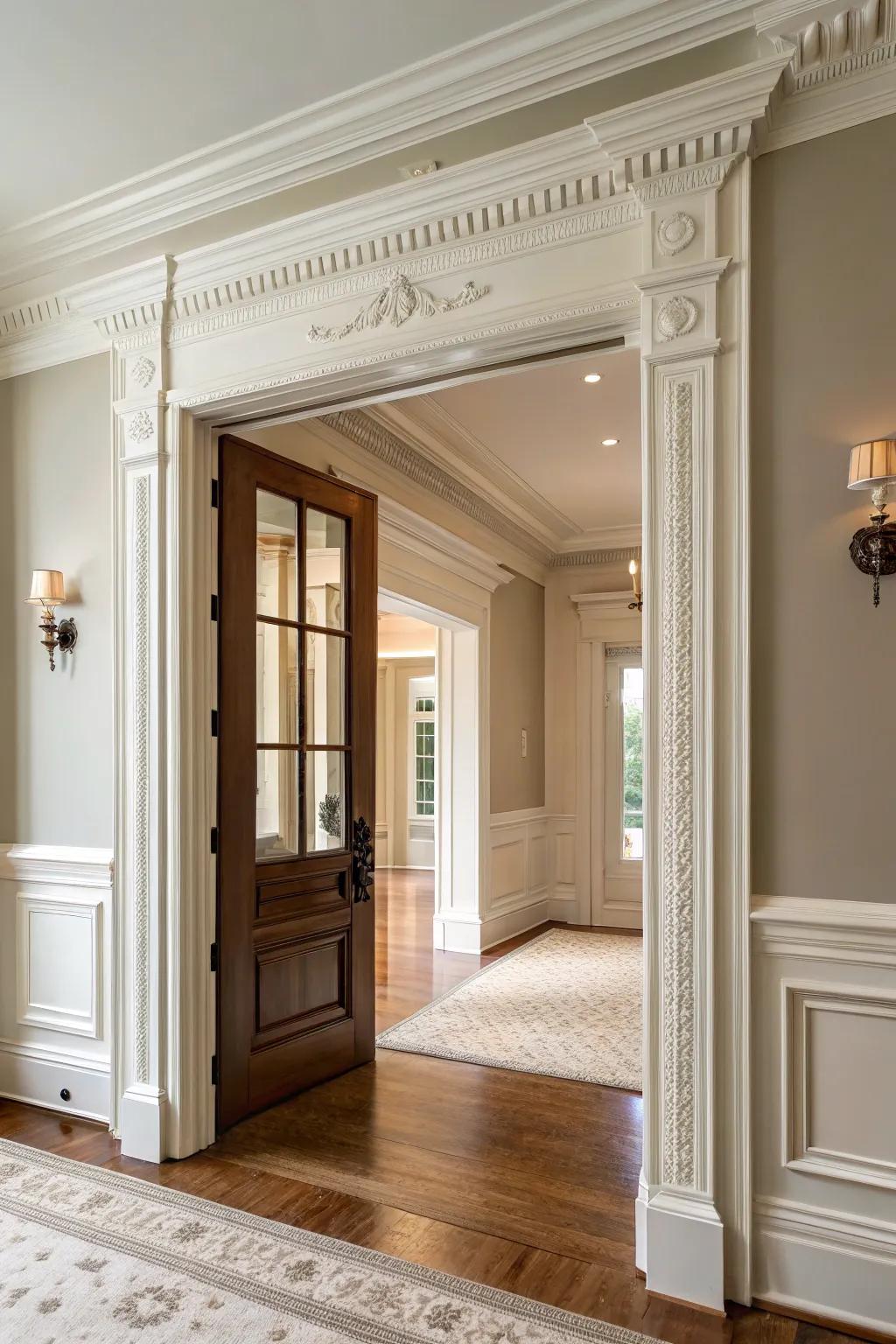 Traditional top trim adds timeless elegance to doorways.