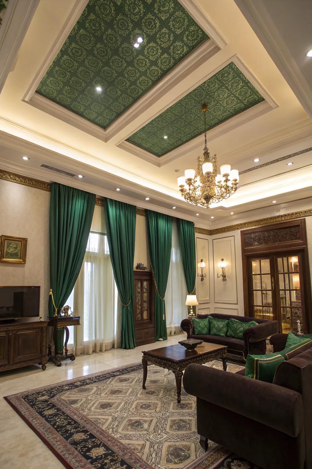 Curtains in rich jewel tones adding a luxurious feel
