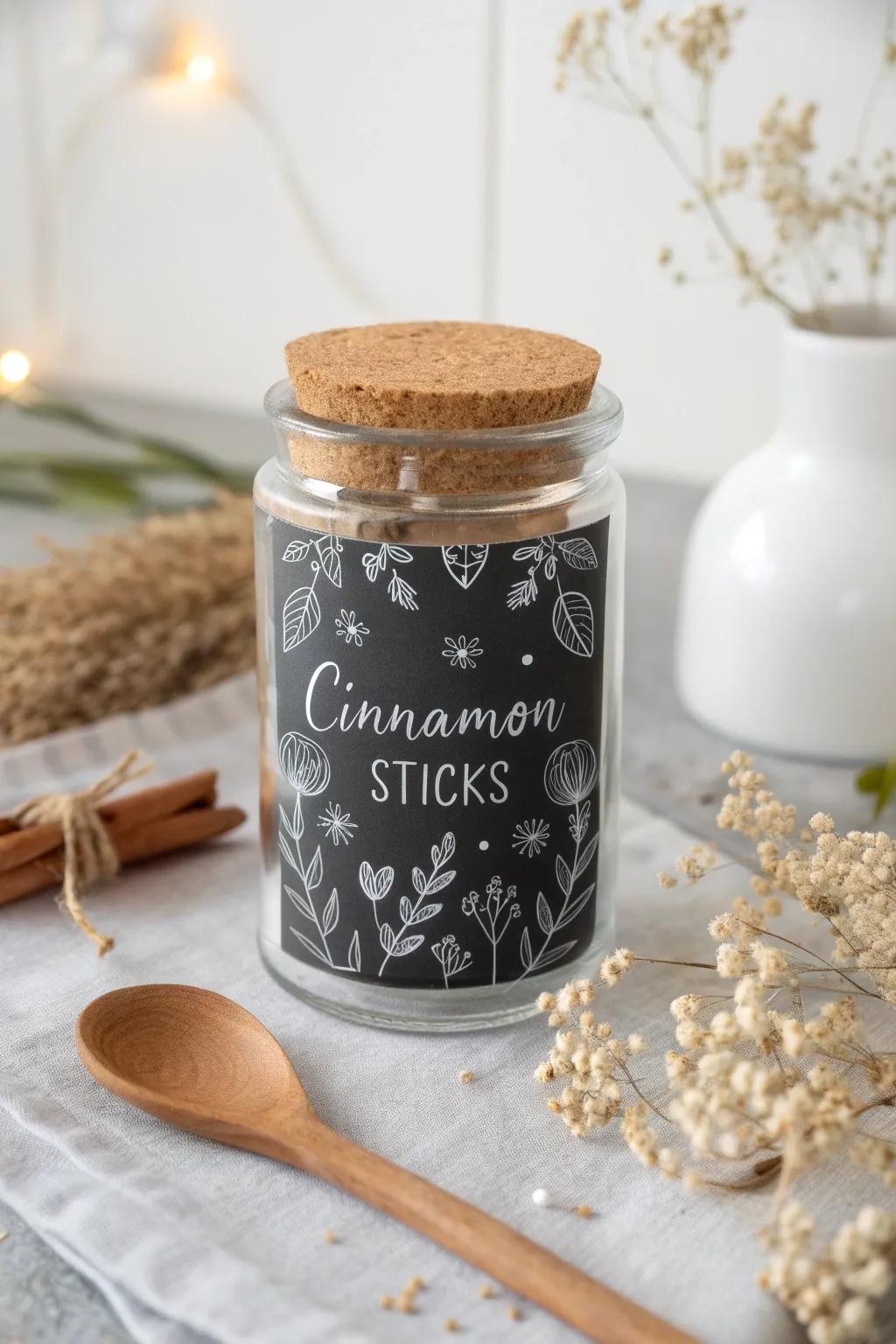 Enhance your pantry with captivating paint chalk pen stickers, merging practicality with visual appeal flawlessly.