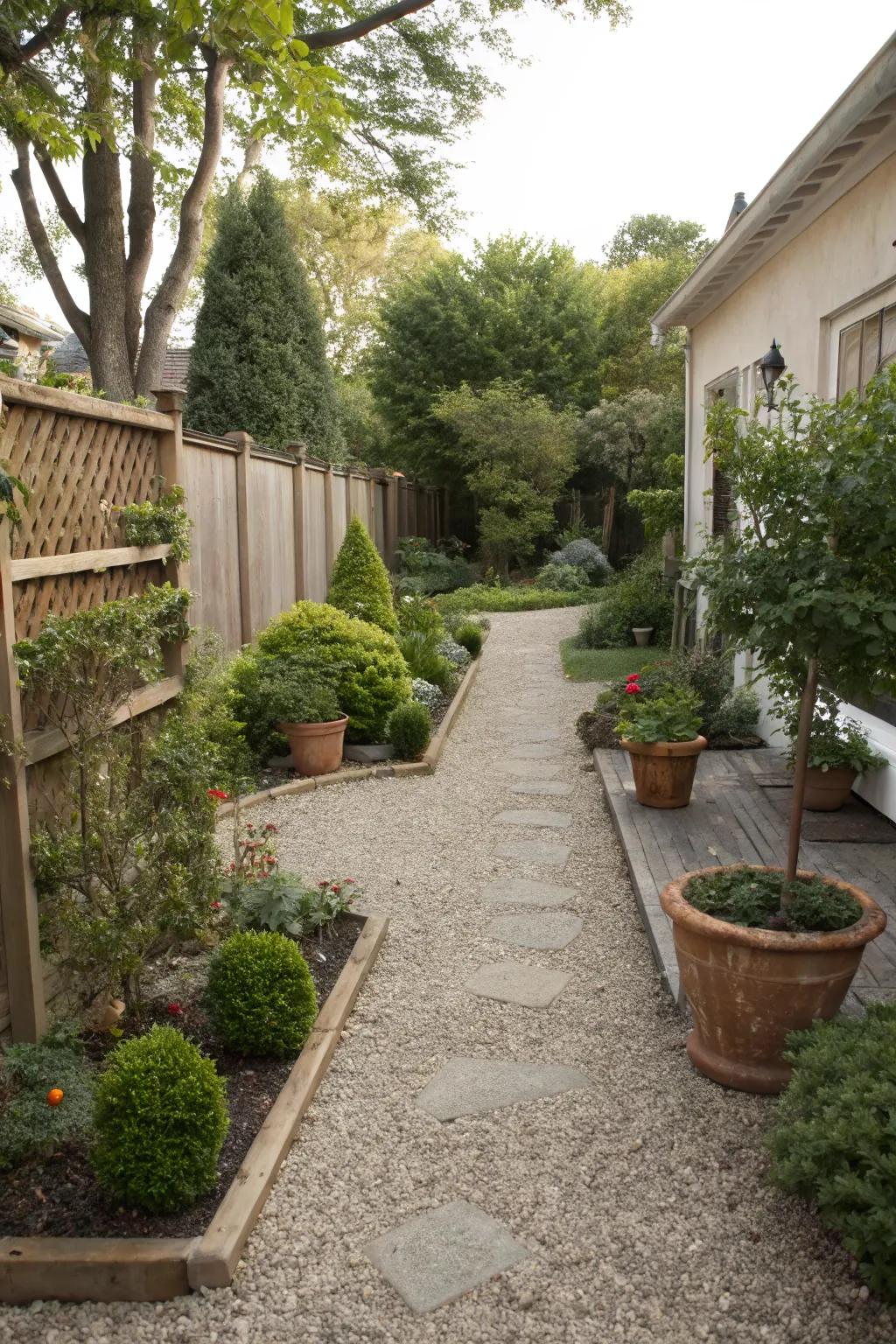 Gravel paths give any yard a polished, sophisticated appearance.