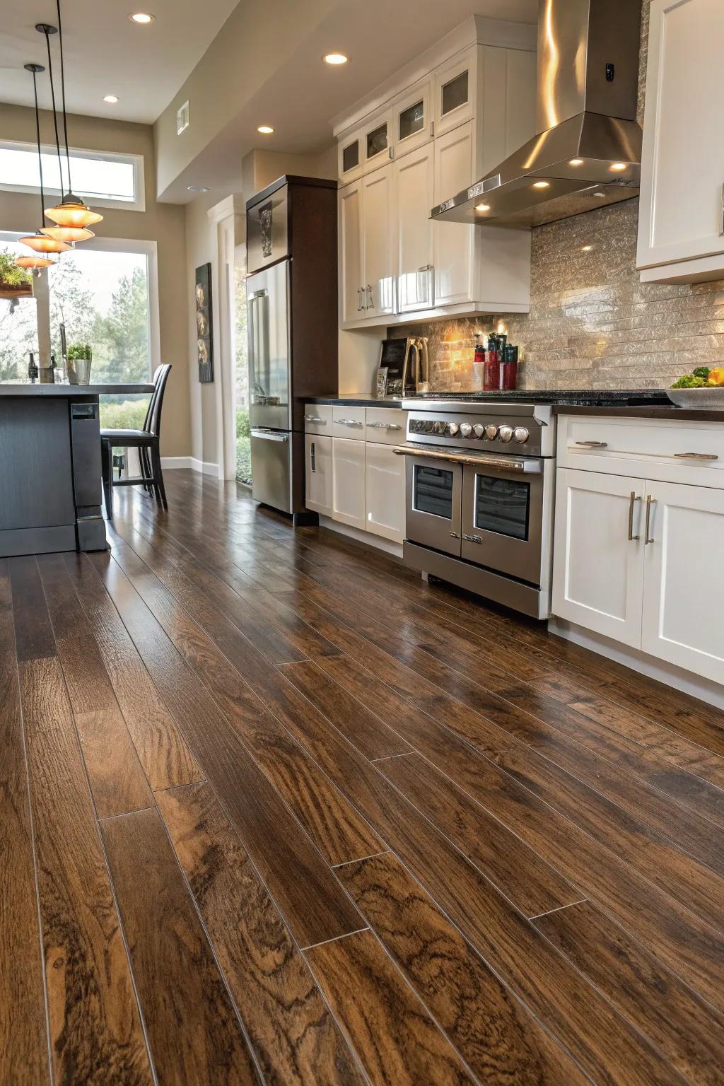 Vinyl planks capture the essence of hardwood without the hefty price tag.
