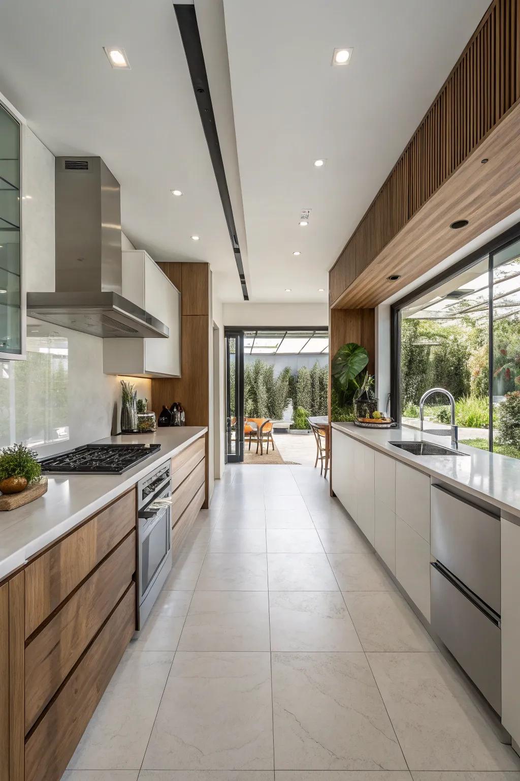 An open kitchen concept designed to encourage interaction and accessibility.