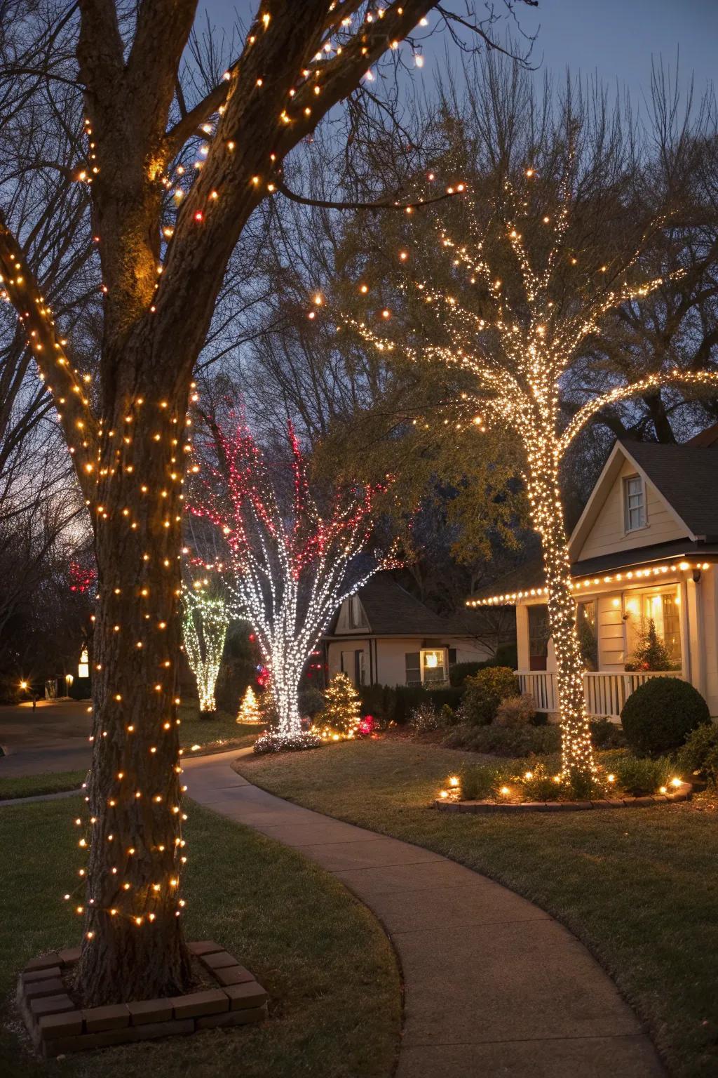 Shimmering string lights transform any yard into a festive wonderland.