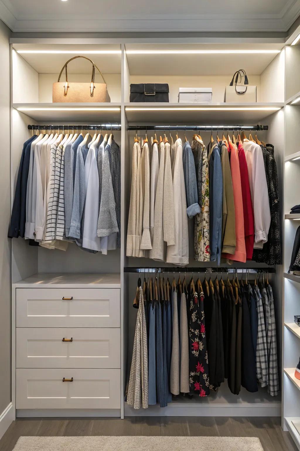 Double the rods, double the space for all your favorite outfits.
