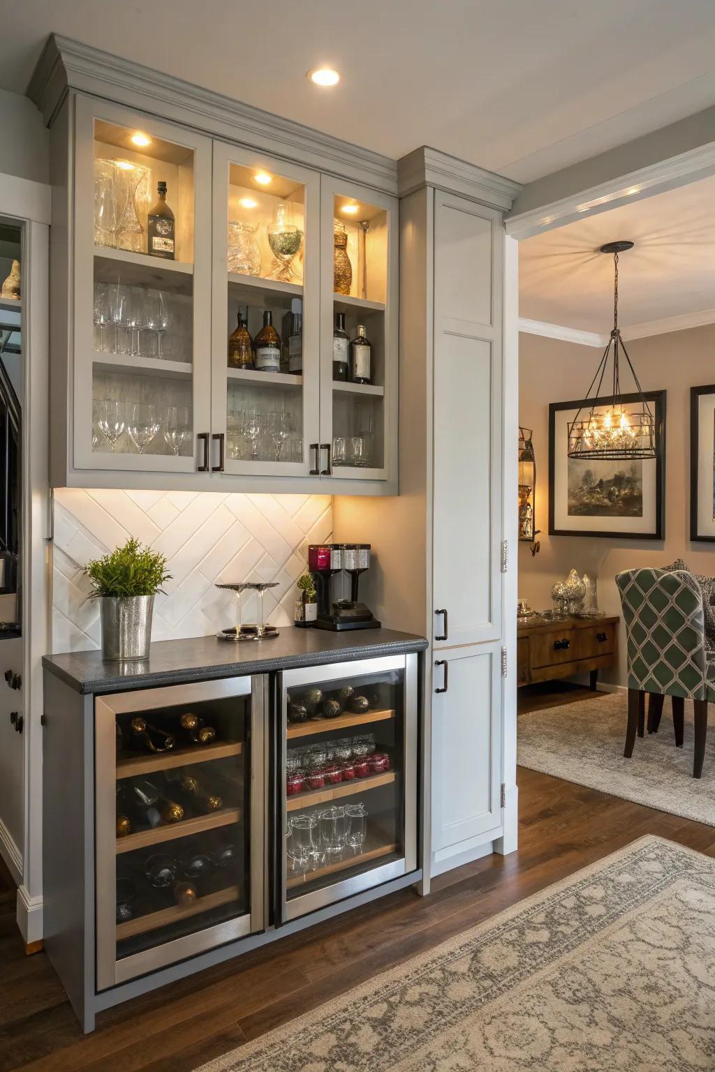 An elegant multi-functional storage piece for coffee and wine essentials.