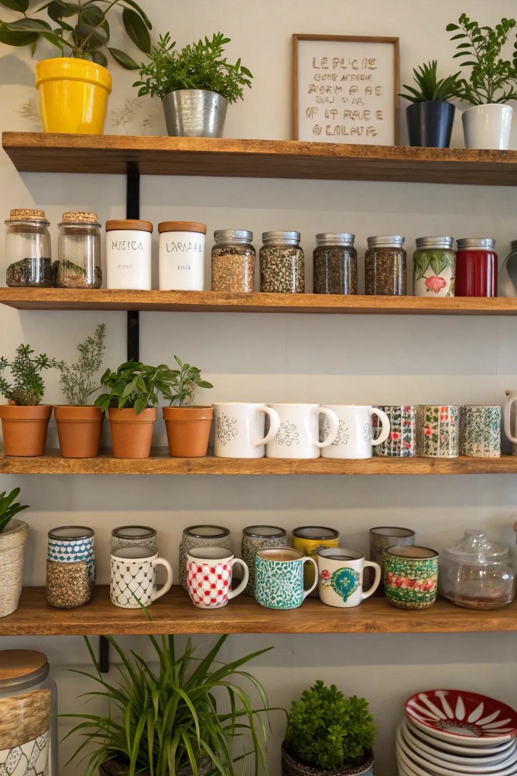 Open storage solutions infuse character into your coffee station.