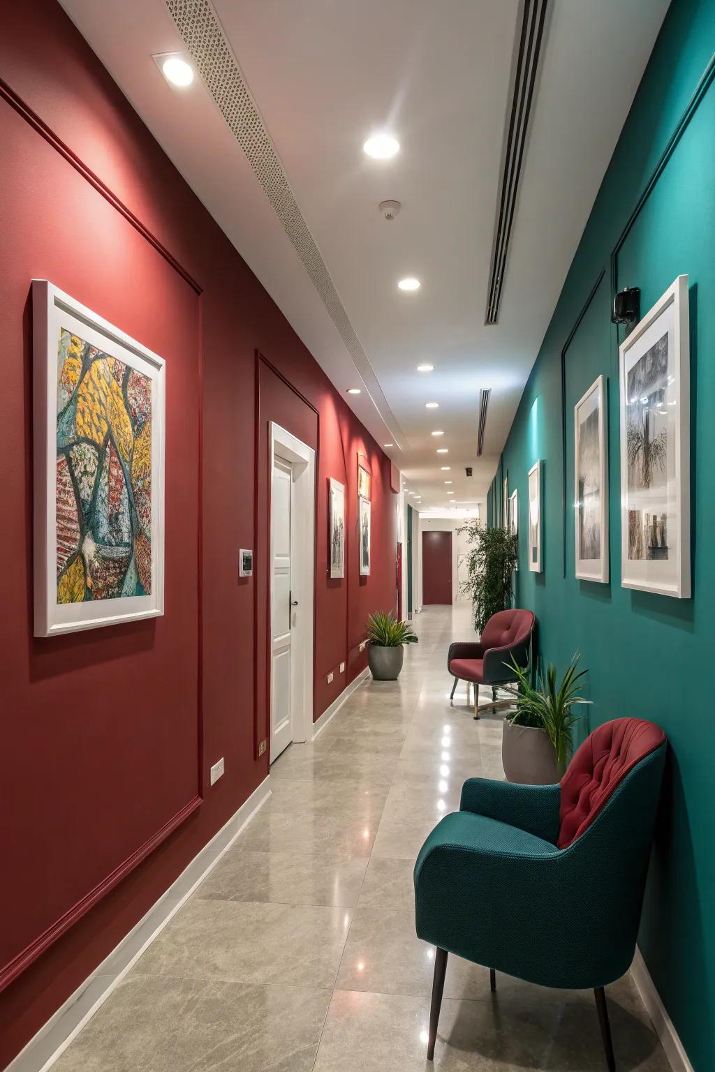 Deep red or teal walls bring a sense of sophistication and warmth.