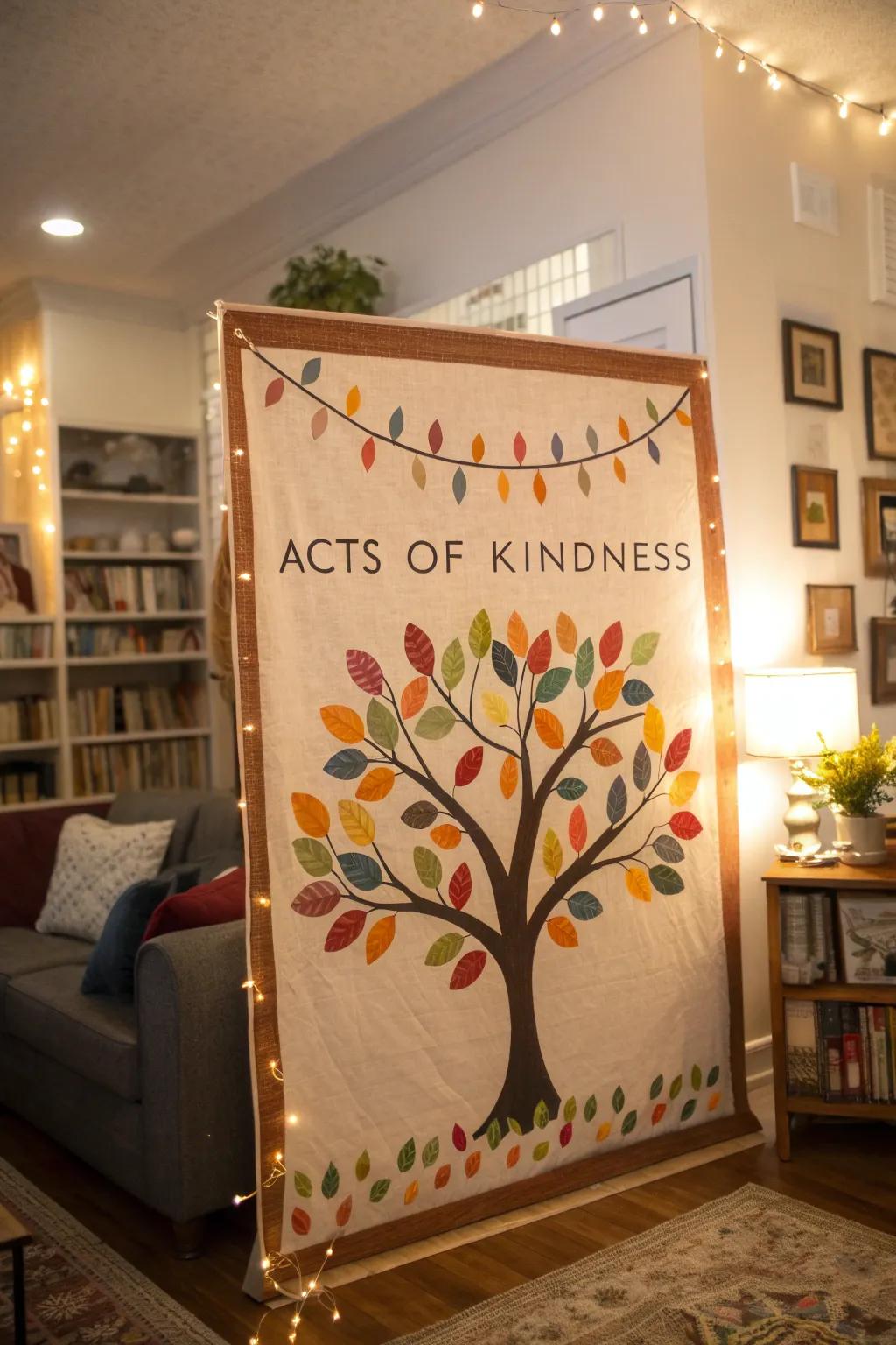 A thriving Kindness Tree adorned with generous deeds.