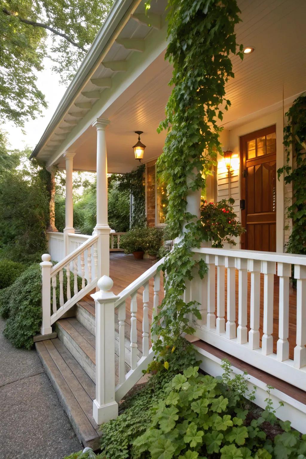 Classic white railings bring a hint of refinement to your outdoor haven.