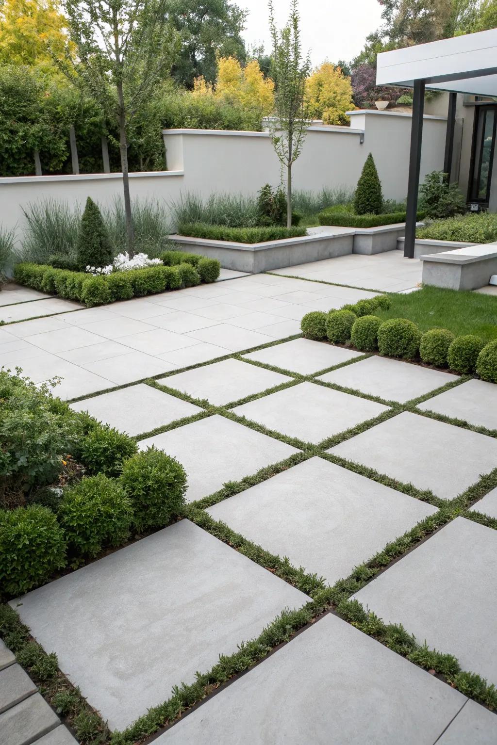 Produce a polished style with oversized concrete blocks.
