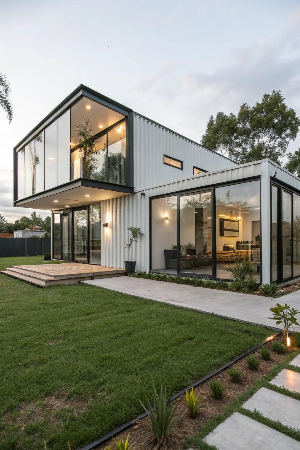 A stylish container home showcasing modern architectural features.