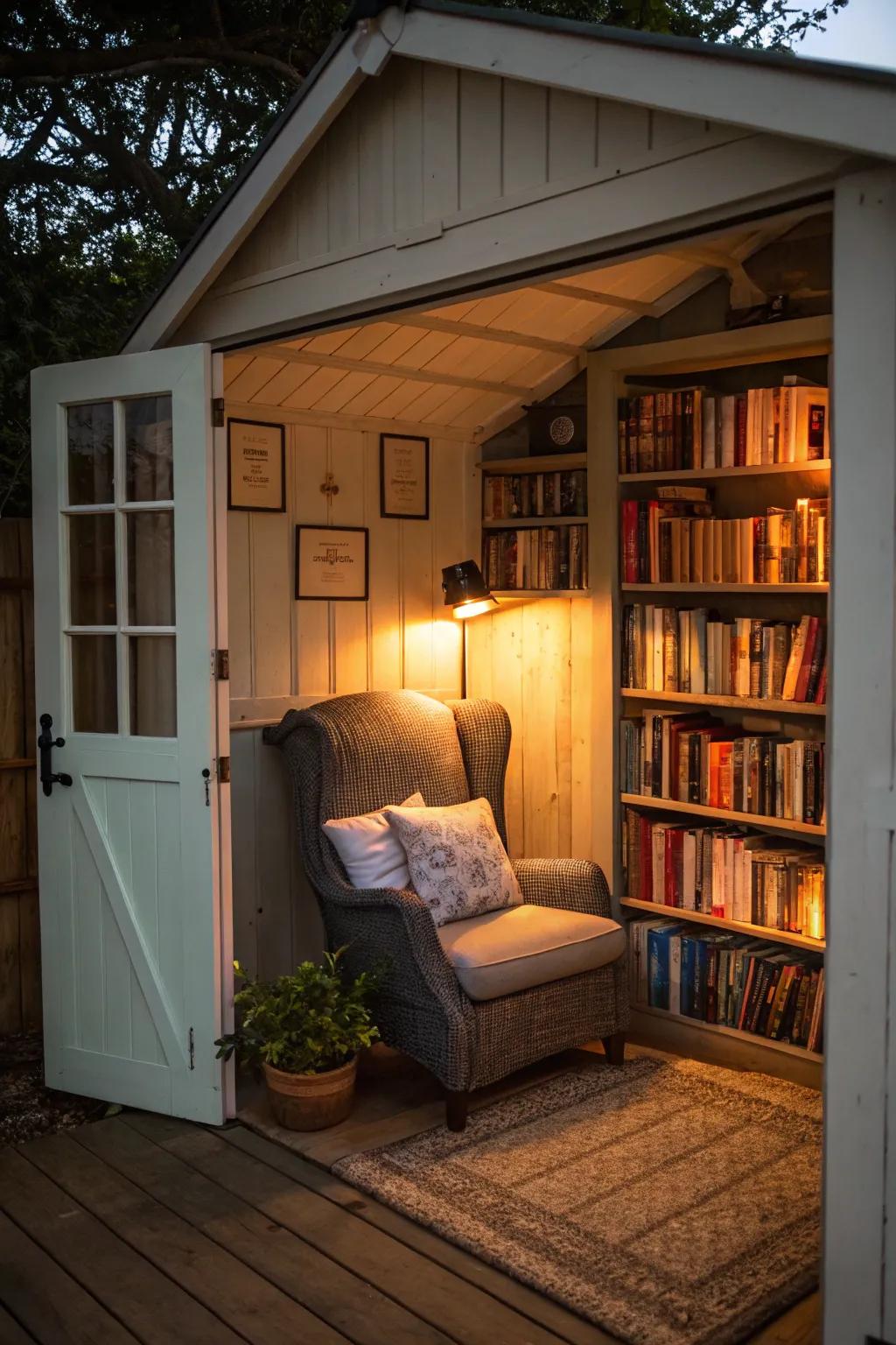 Turn your shed into a serene place for reading.