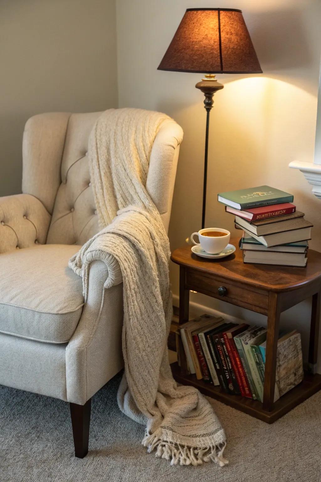 Transform empty corners into inviting reading nooks with just a few essential pieces.