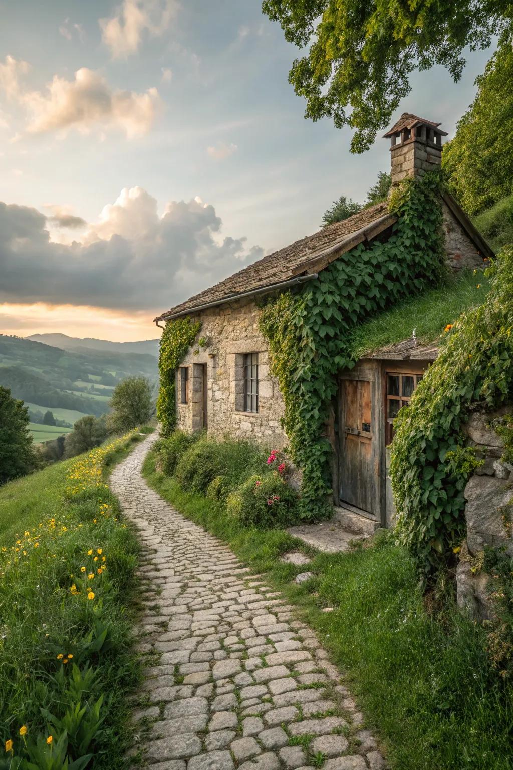 A charming stone house, embraced by nature's splendor.