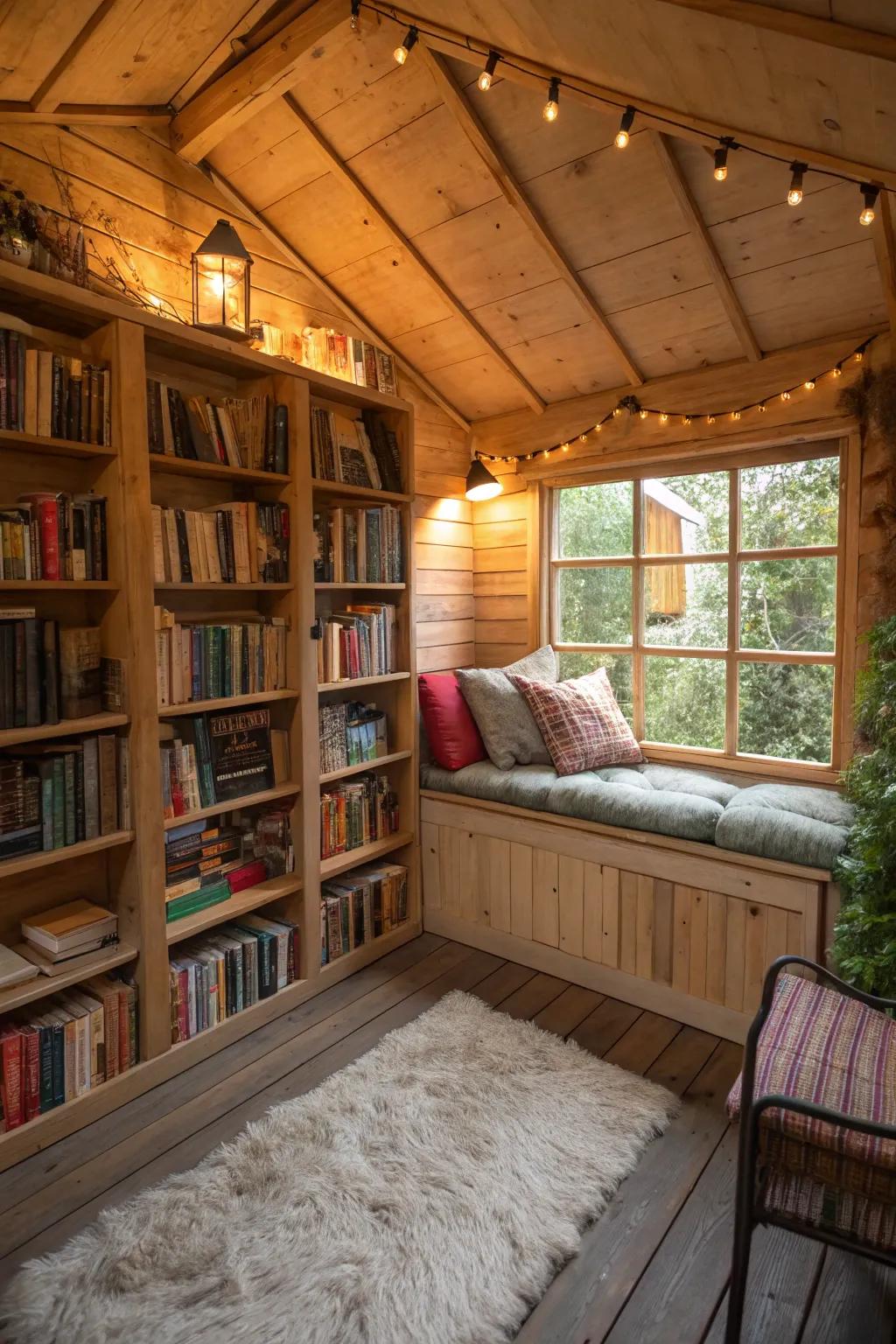 A cozy reading nook for book enthusiasts.