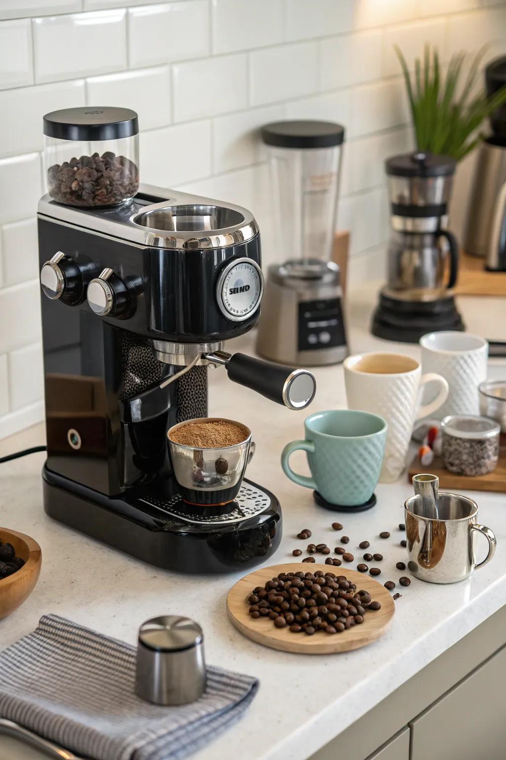 An espresso machine brings a sense of sophistication to any coffee station.