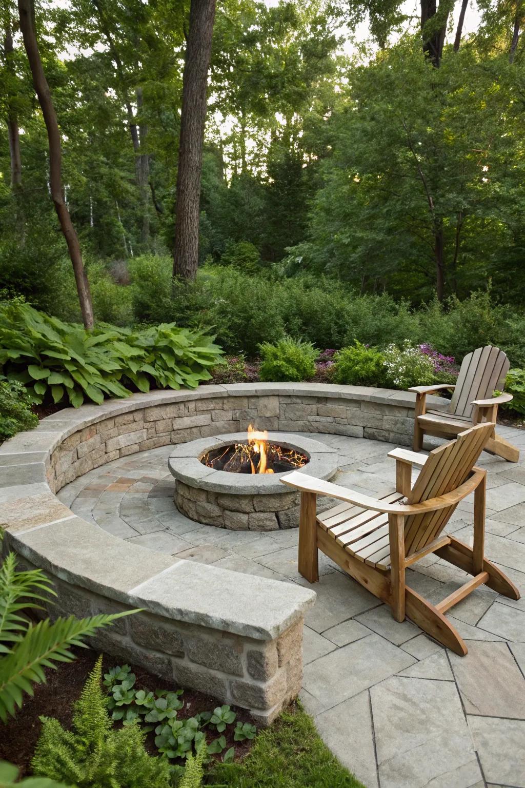 Stone circle fire pits contribute a simple, lasting element to any outdoor setting.