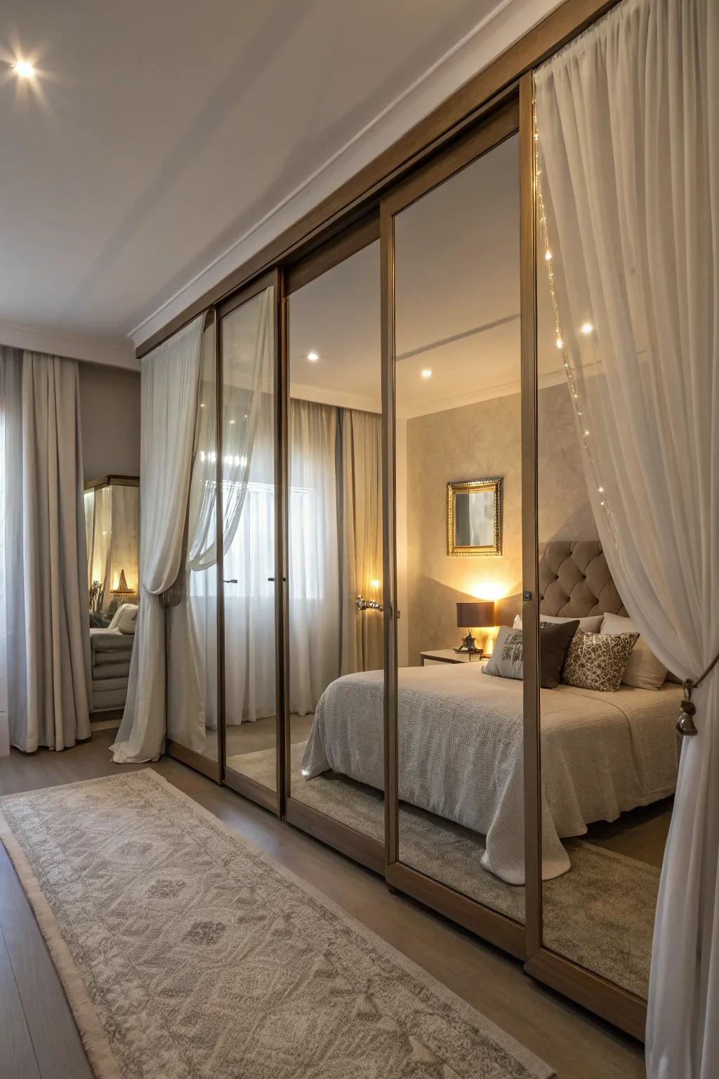Elegant translucent drapes introduce refinement while softening the visual impact.