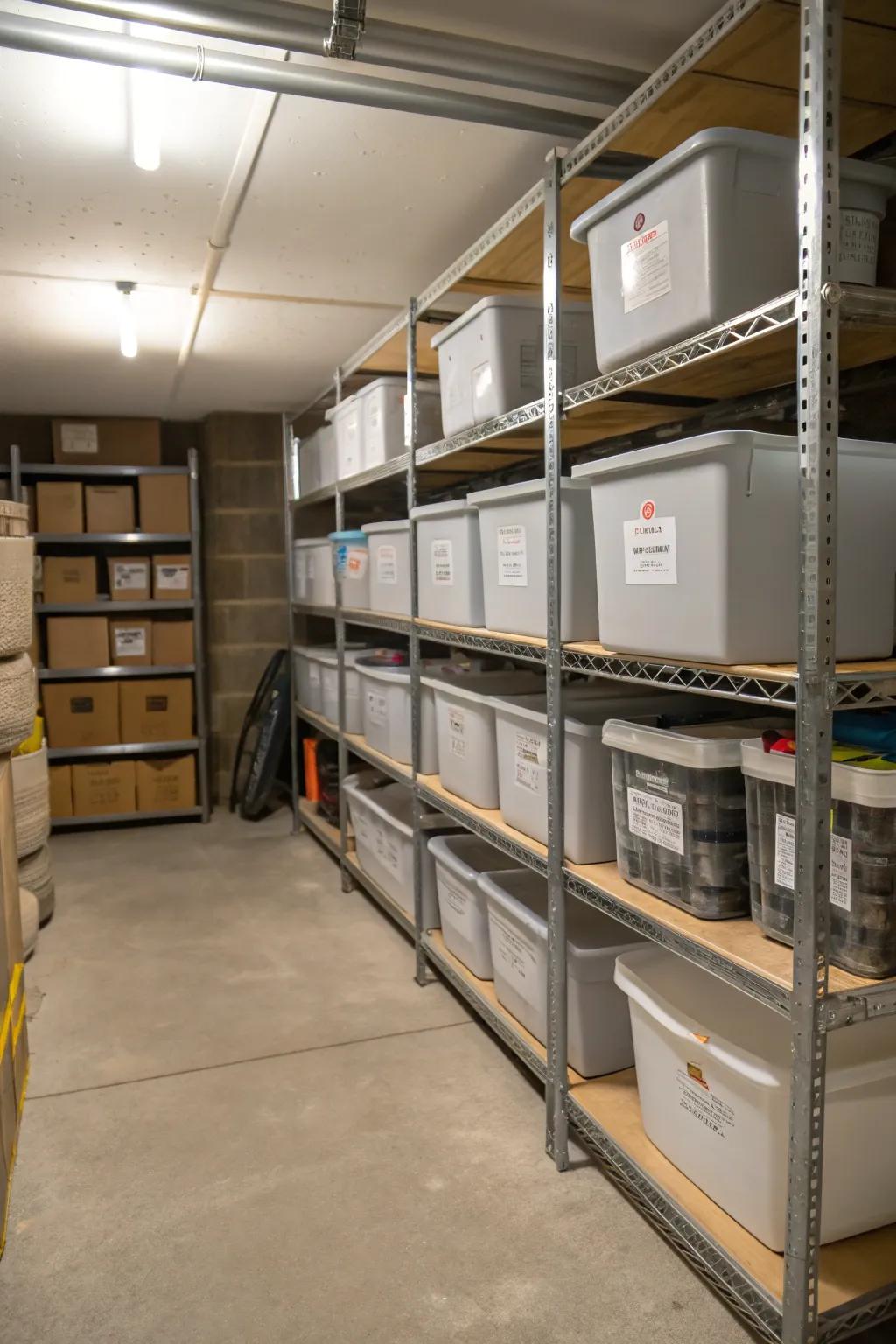 Install shelving to really take advantage of the height in your underhouse area.