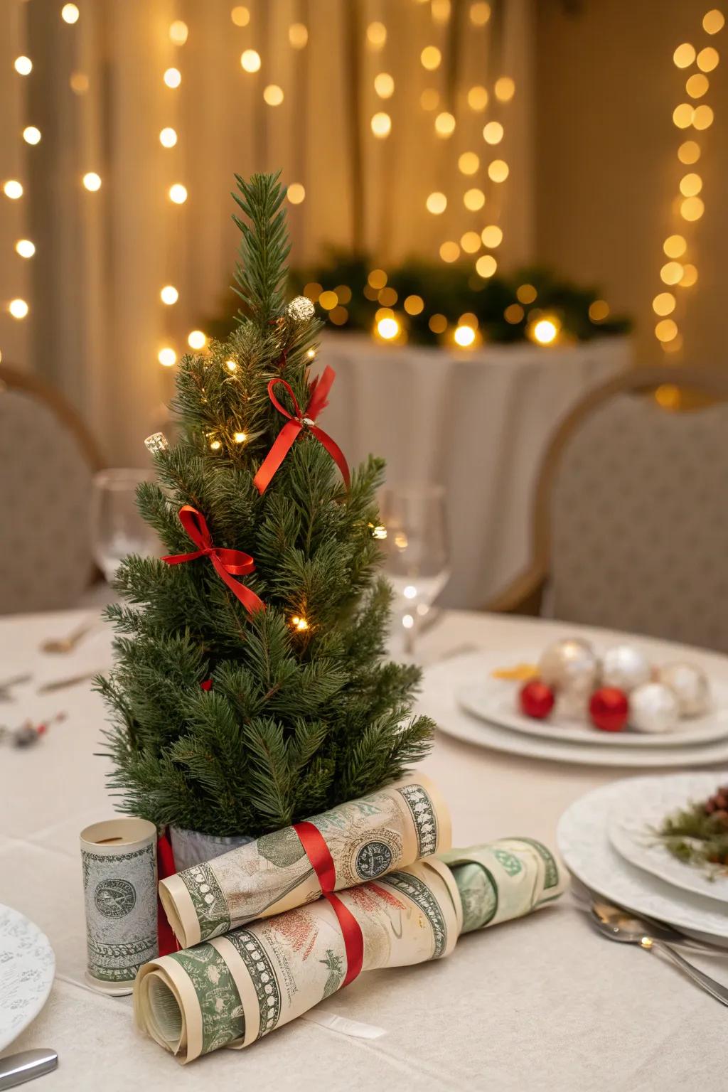Transform a modest tree into an eye-catching monetary showcase.