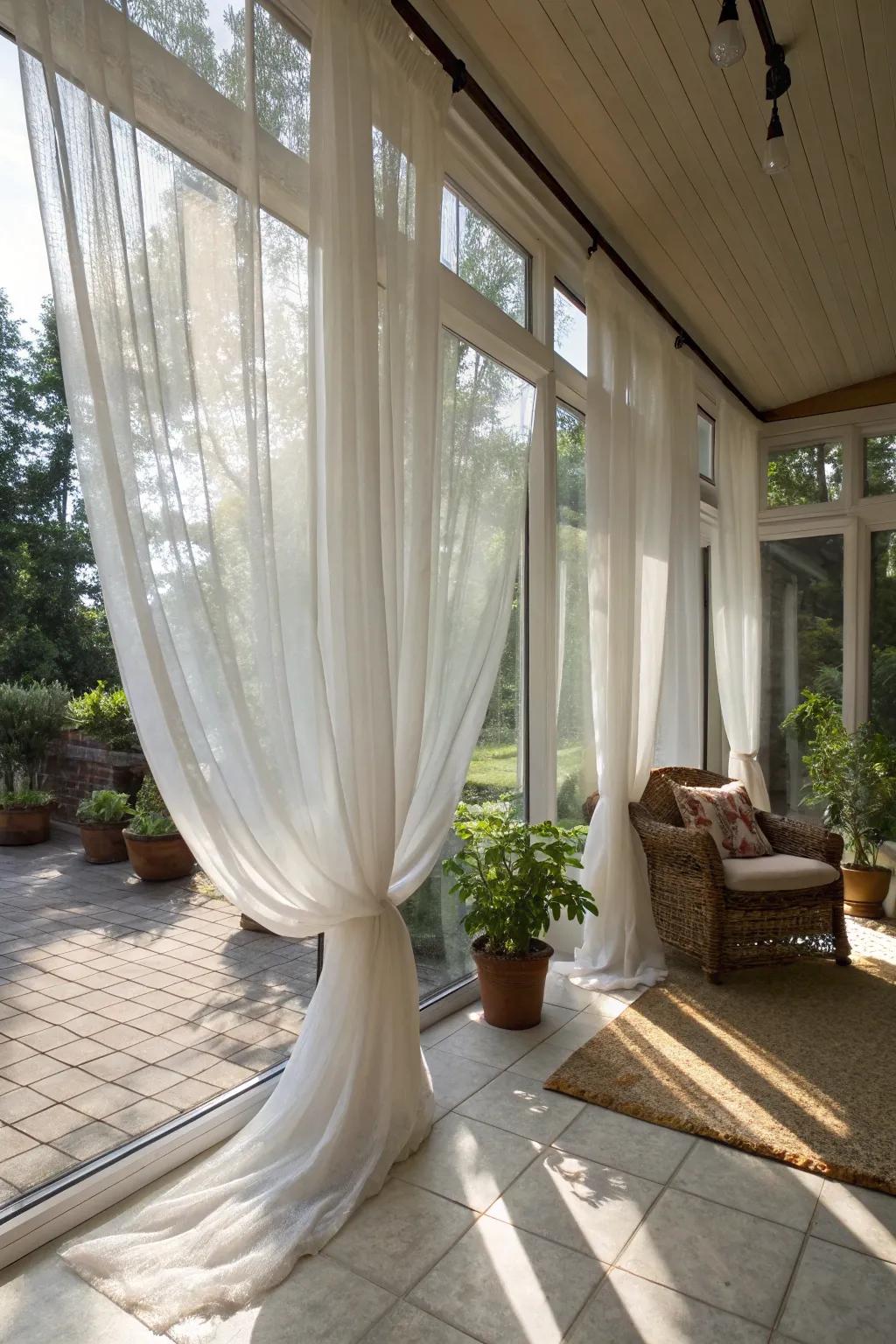 Lightweight curtains bring an element of refinement and softness to any sunroom.