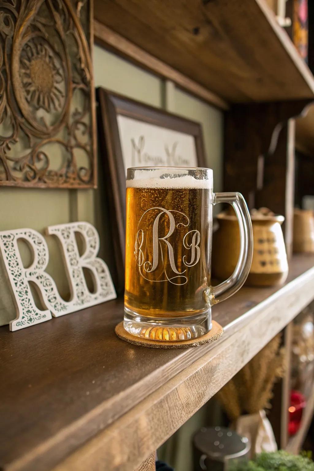 Monogrammed beer mugs enhance every occasion with a touch of class.