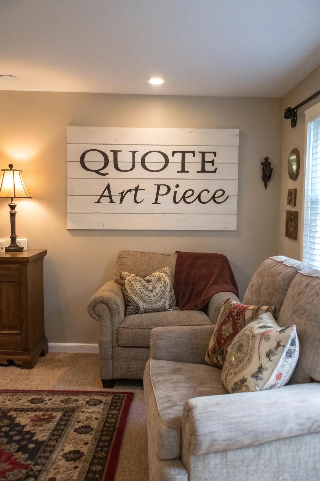 Personalized wall art infusing charm into a welcoming living room.