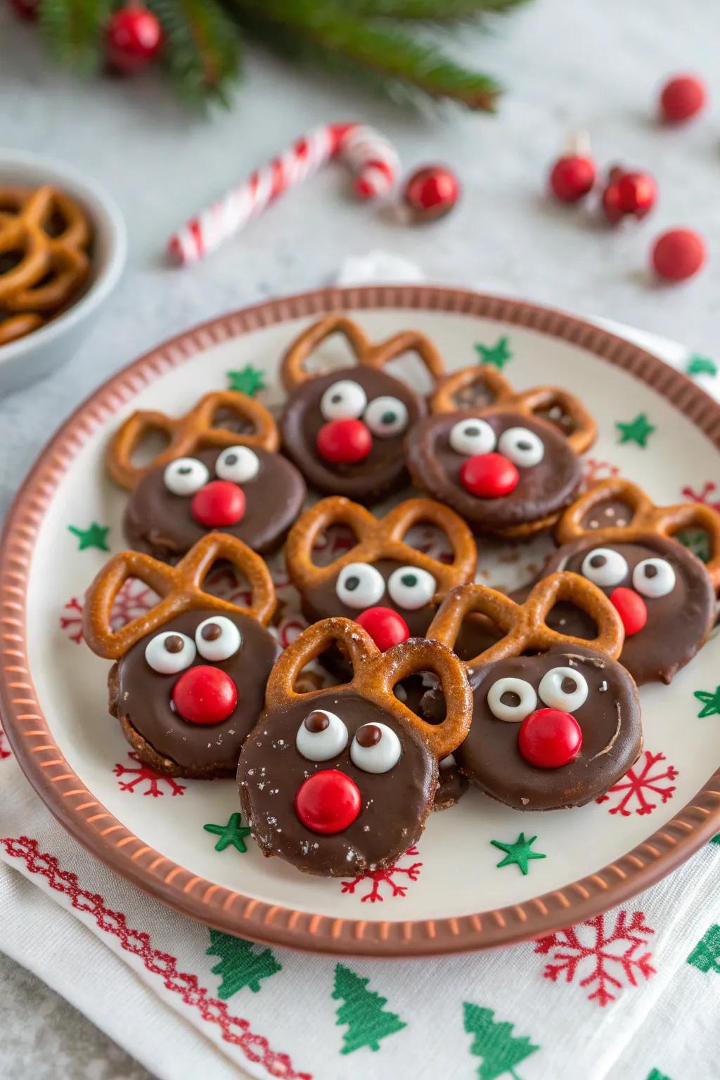 Lovable reindeer knots, ideal for nibbling or sharing as a thoughtful present.