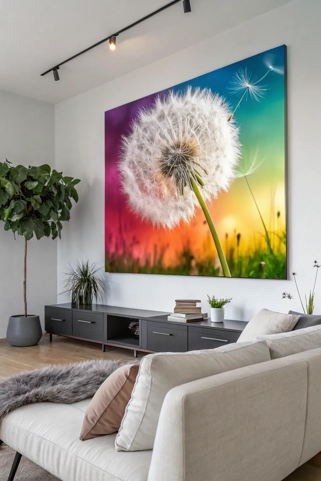 A stunning dandelion artwork has the power to completely transform a wall.