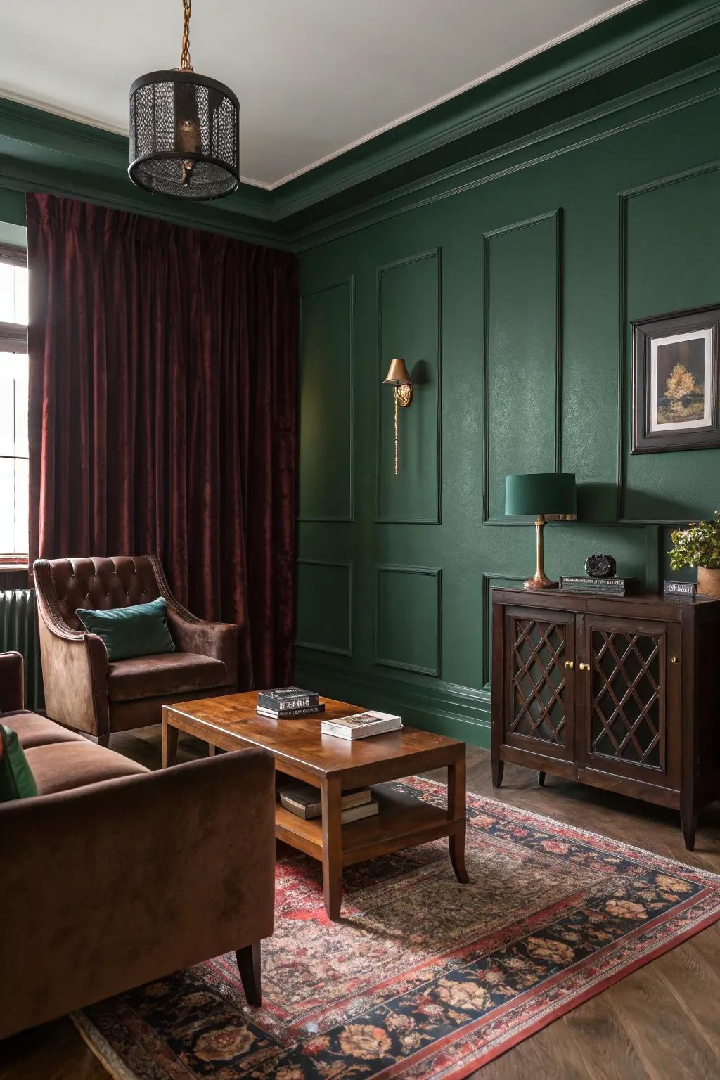 Deep earthy tones establish an atmospheric and attractive dark academia setting.