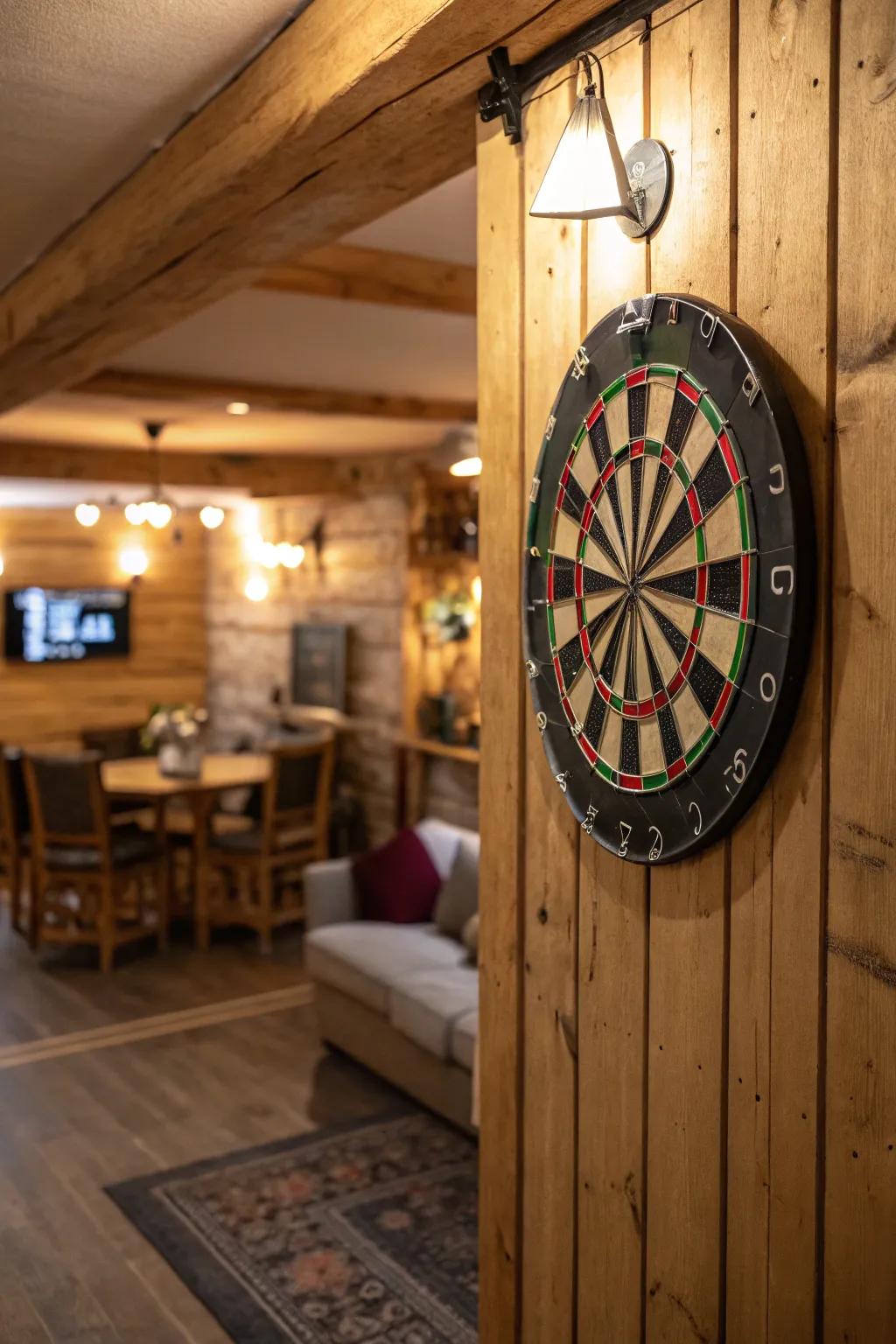 An appealing aged wooden backdrop for your dart board.