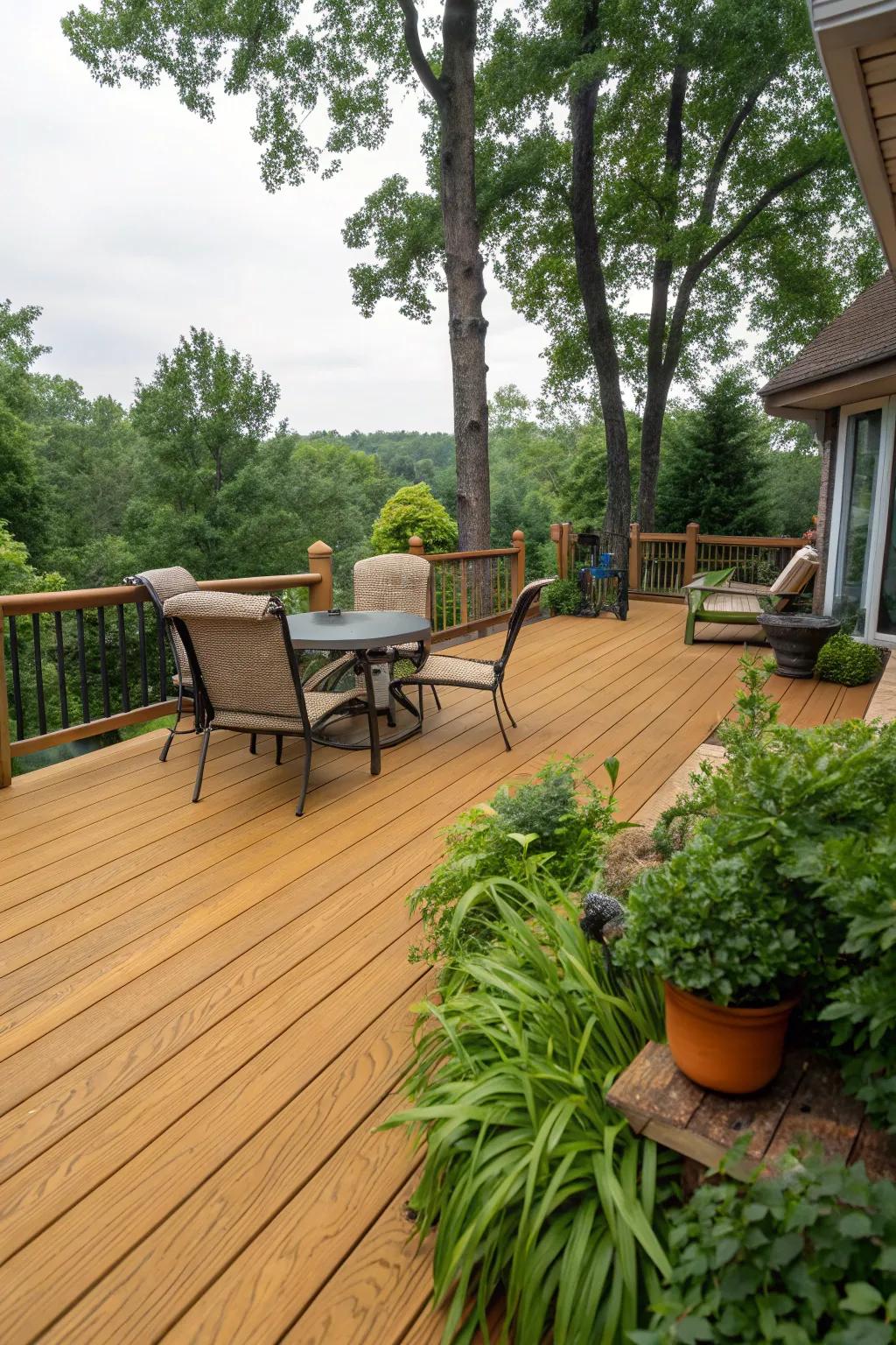 Amber Maple protector imparts a snug and inviting vibe to any deck.
