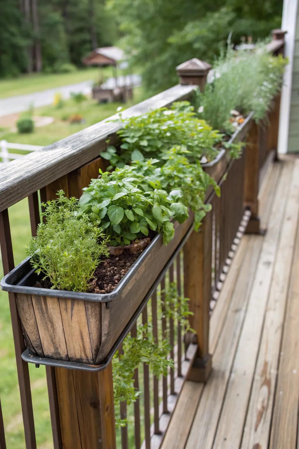 Get the most from your deck space with elegant railing planters.