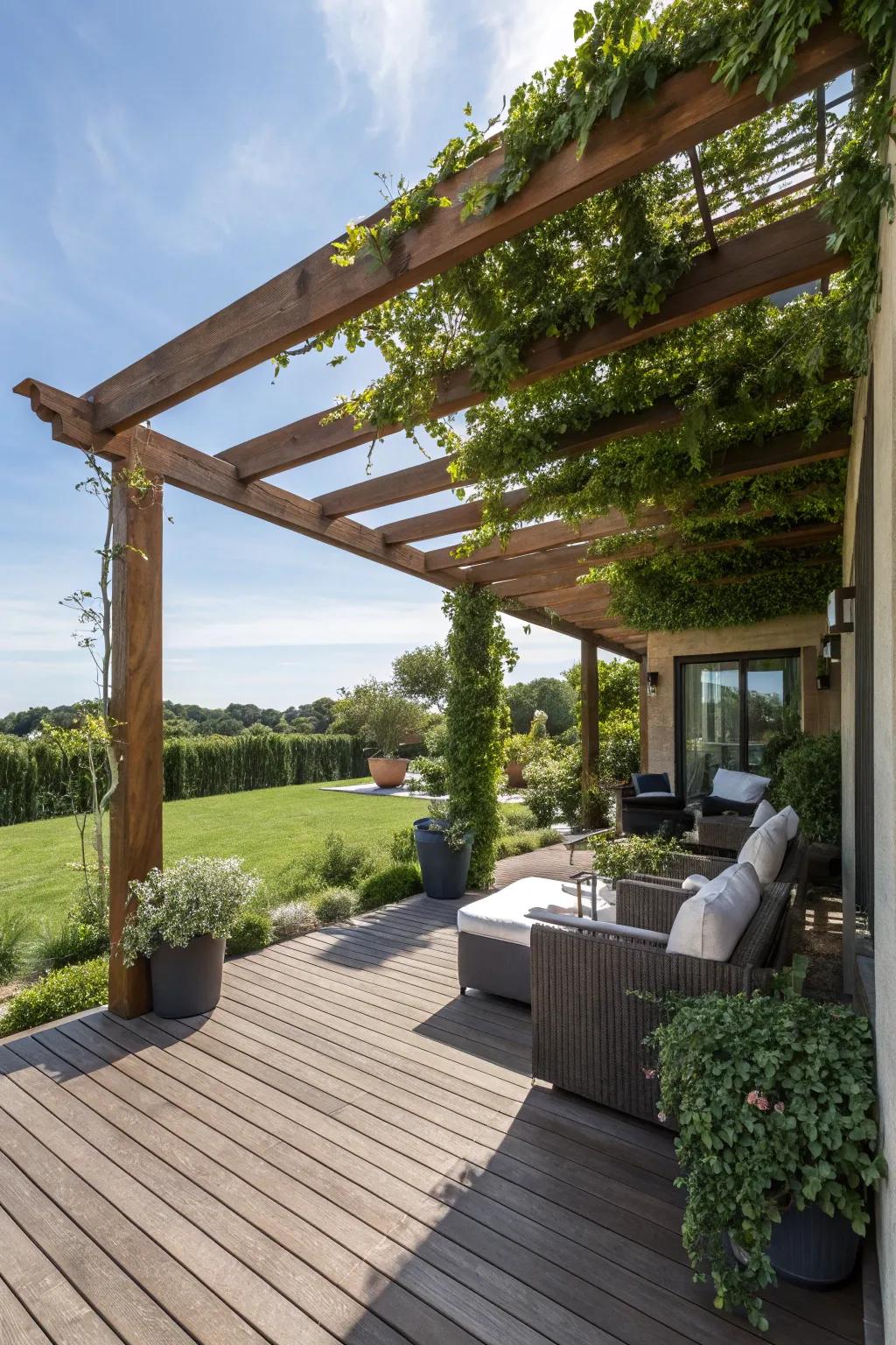 Garden arches offer a harmonious blend of elegance and shade, perfect for any deck.