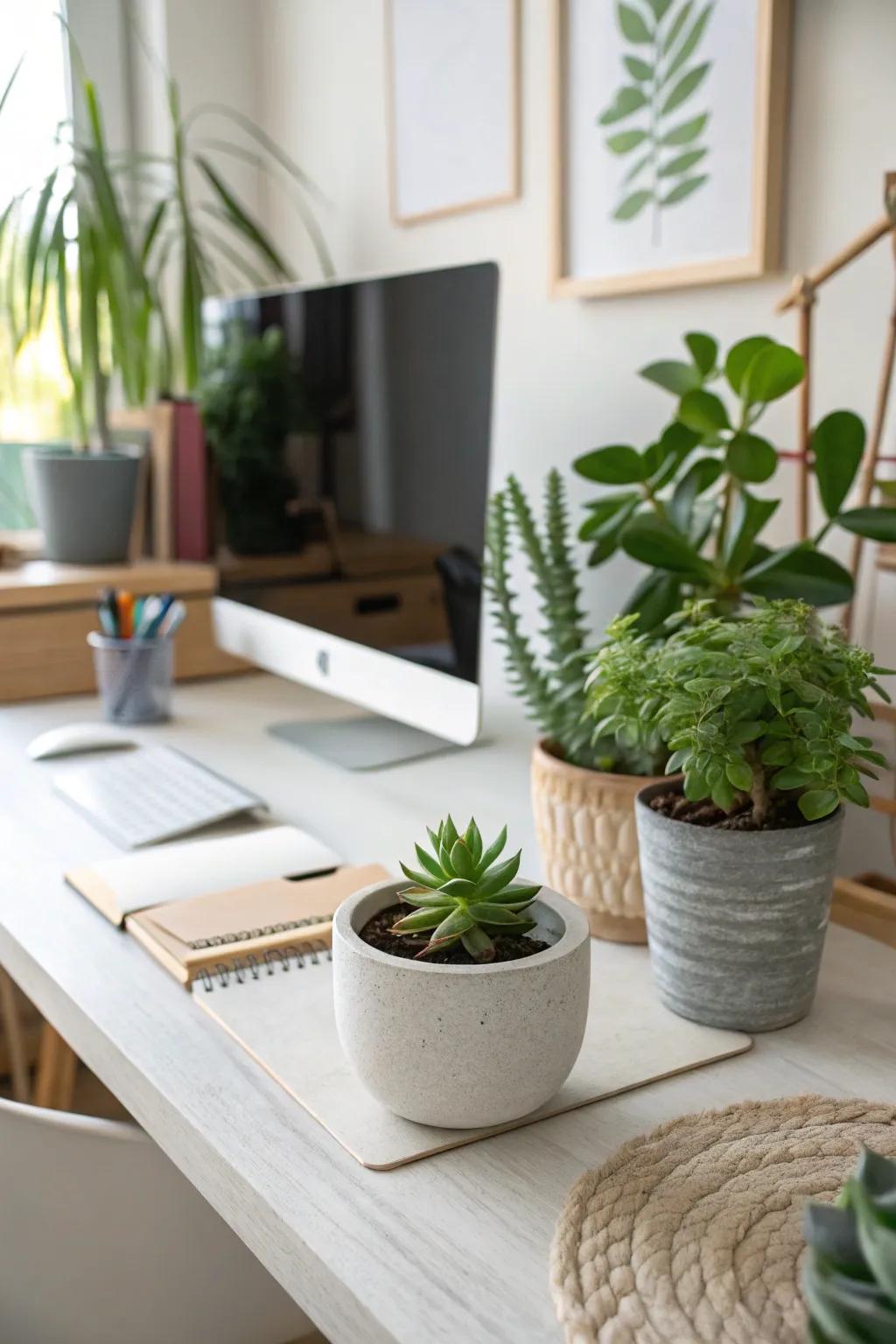 A succulent bringing a refreshing dash of green to a desk.