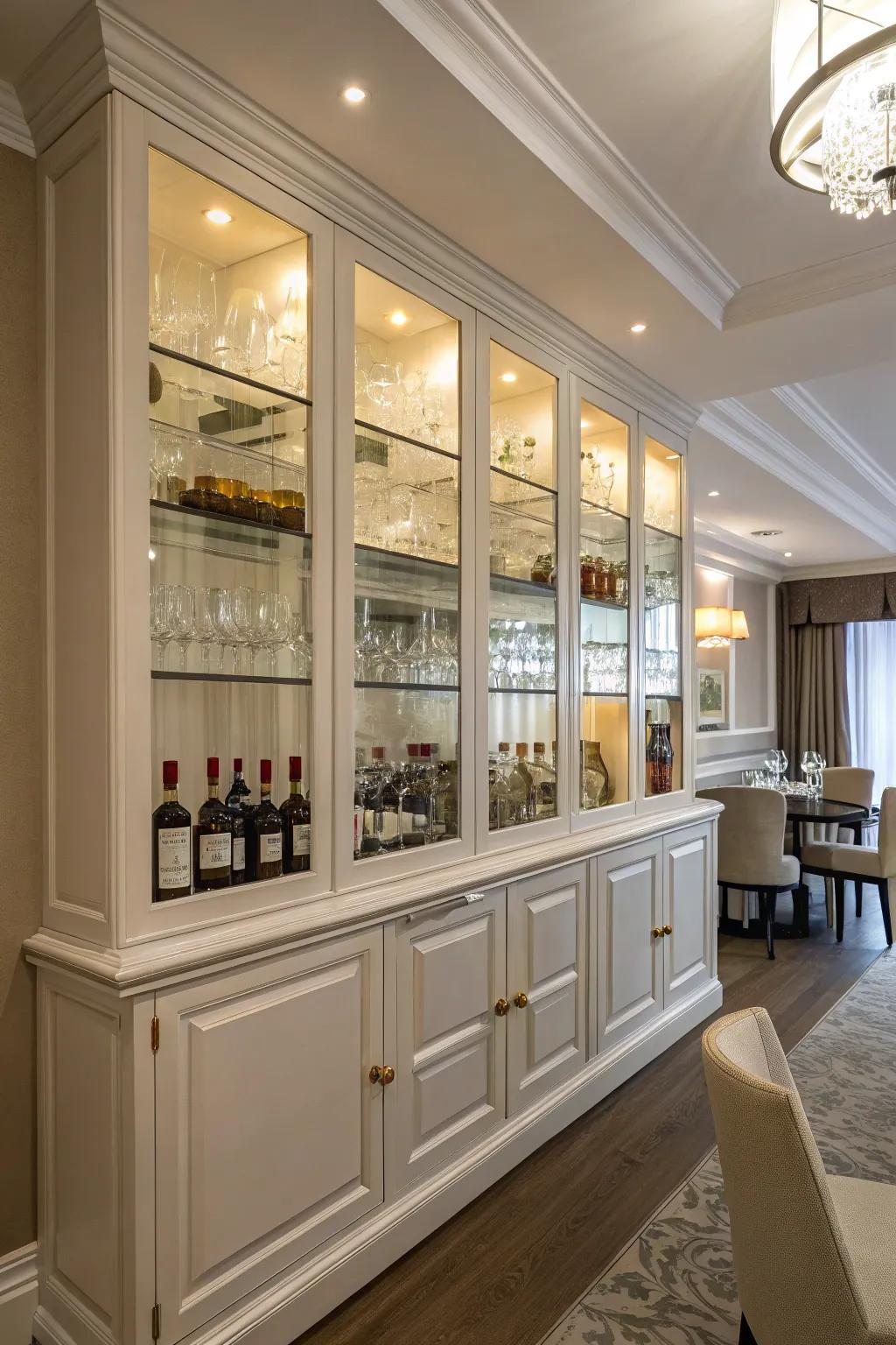 Integrated cabinets offer a seamless addition to your dining room.
