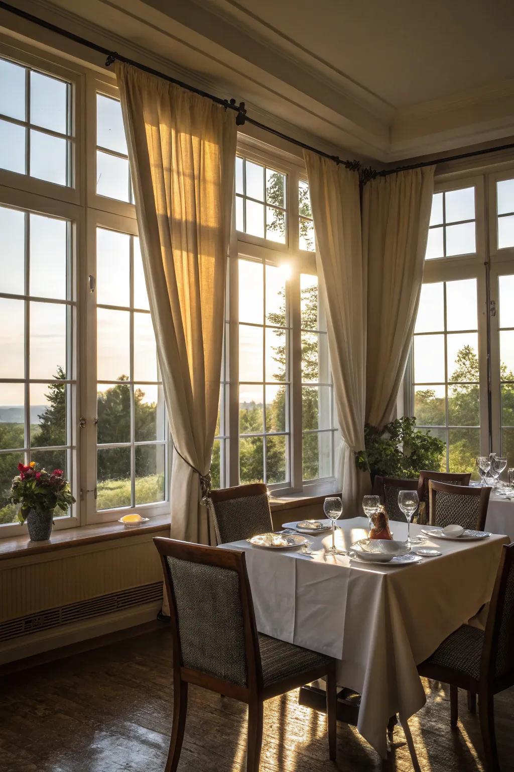 Use the strength of natural light to design an inviting dining area.