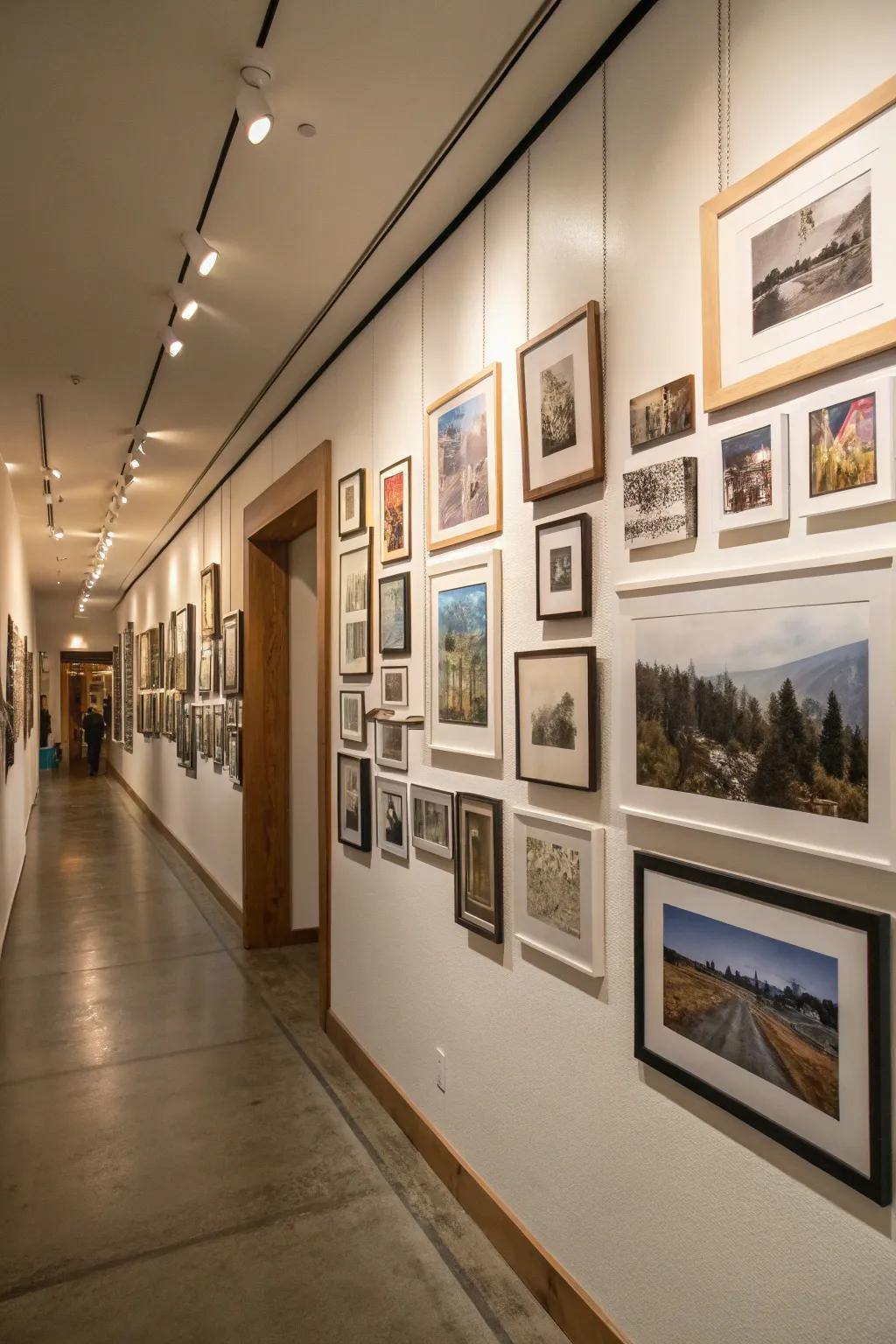 An art wall that shares a story through cherished art and keepsakes.