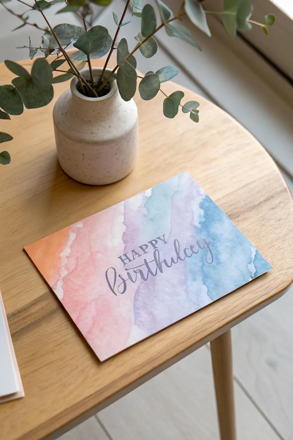 Design your dreamy birthday card with a watercolor wash for that special, personal touch.