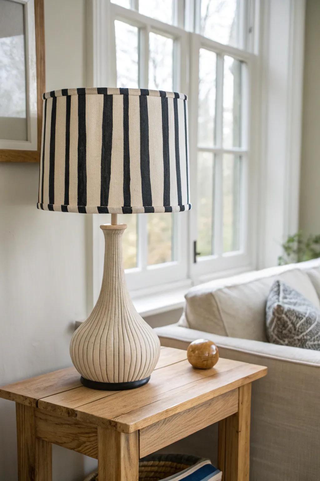 With this do-it-yourself masterpiece, where simplicity and elegance collide, you may transform your space with striking stripes.